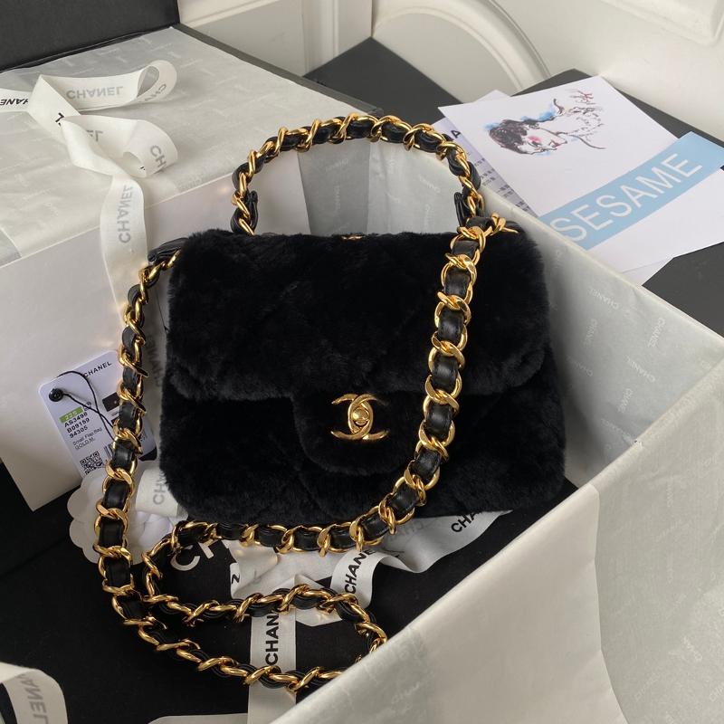 Chanel Handbags AS3498 Wool Black